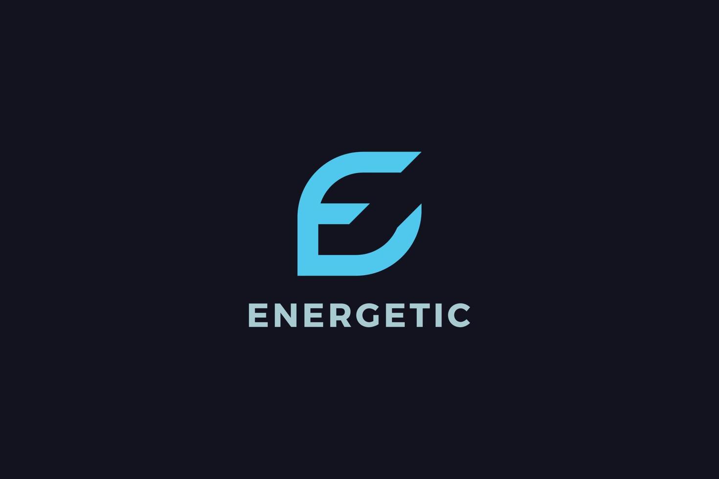 letra e logotipo de empresa energética de color azul vector