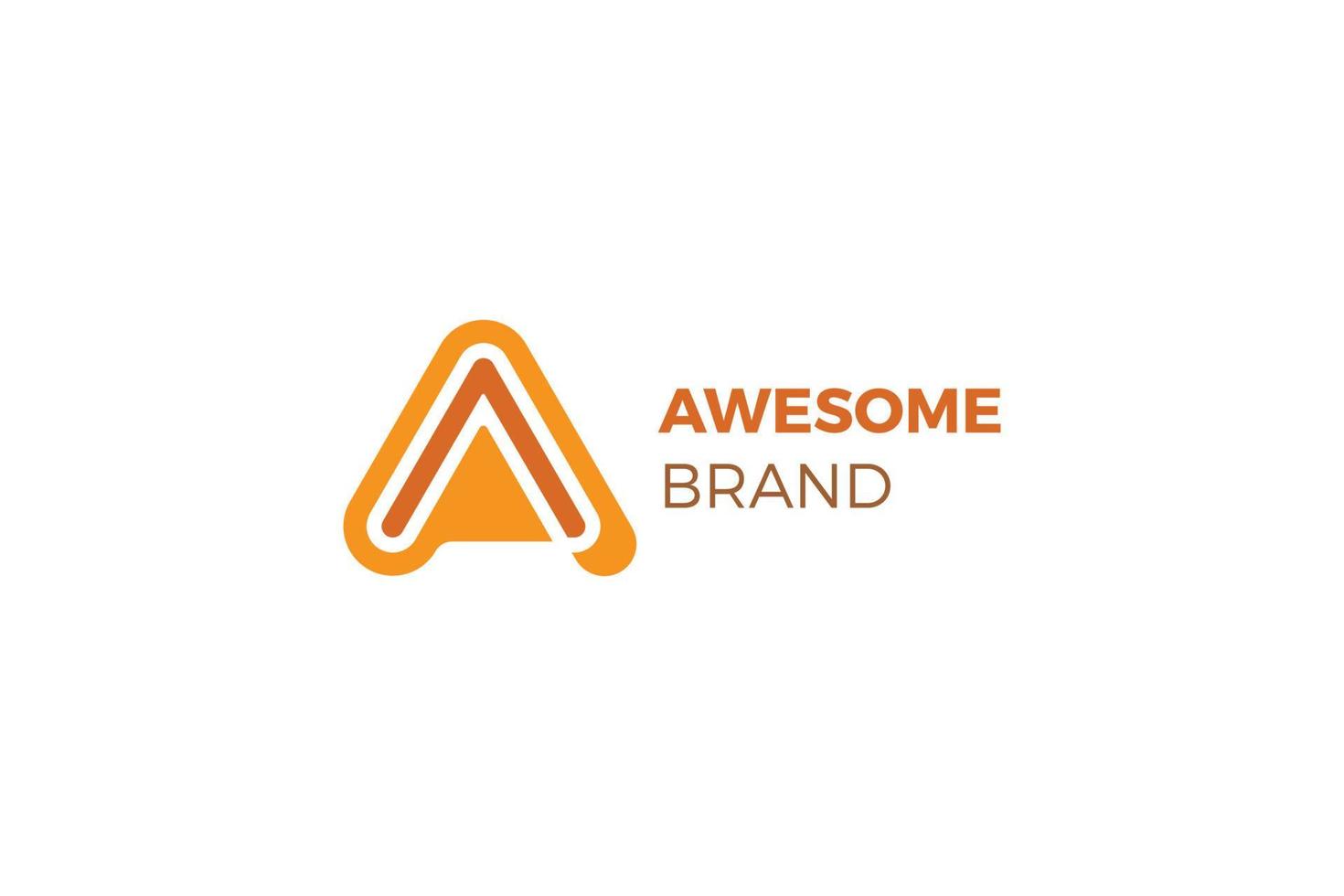 Letter A creative 3d orange color technological line art business logo vector