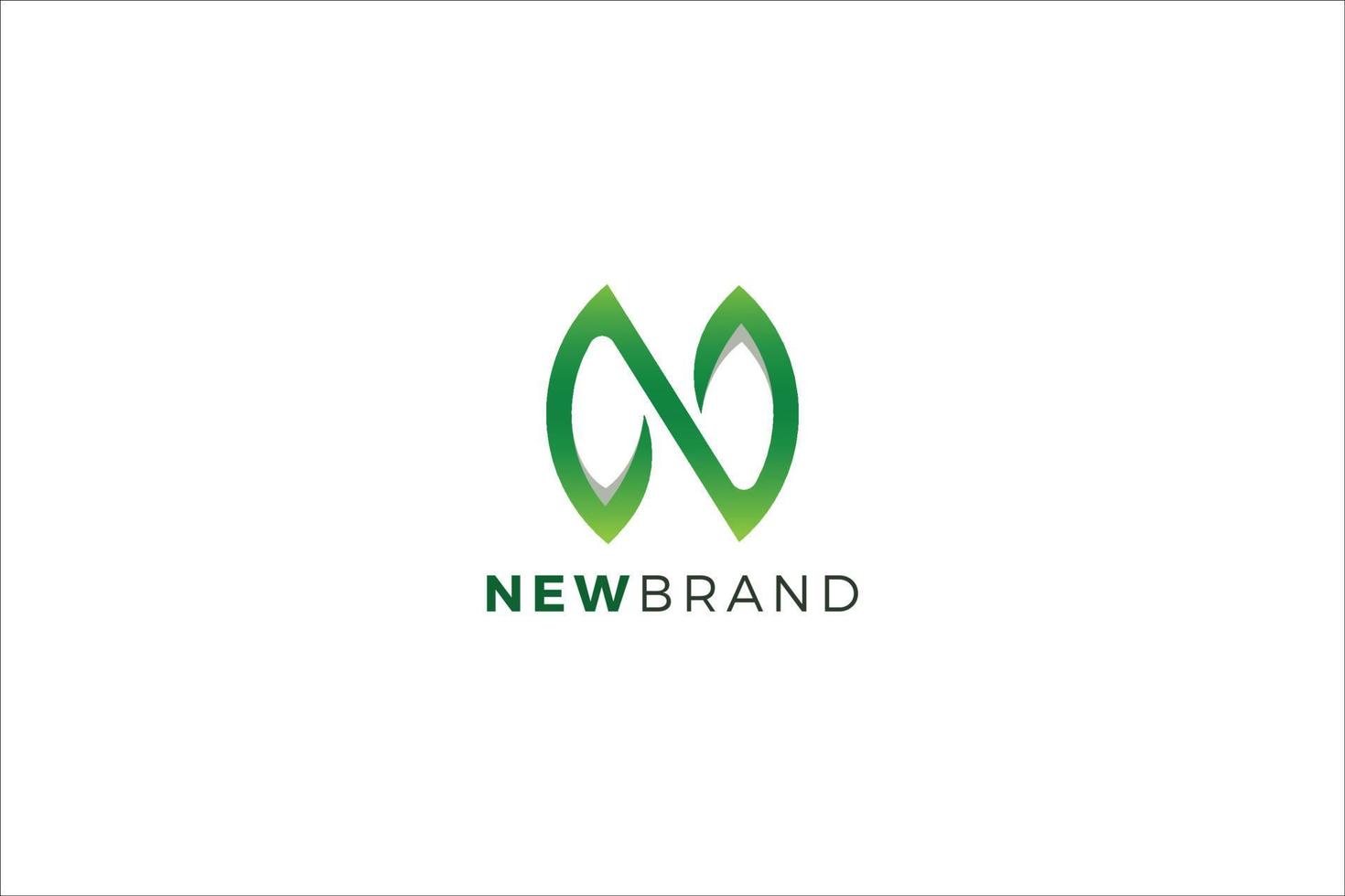 Letter N green color leafy natural logo vector