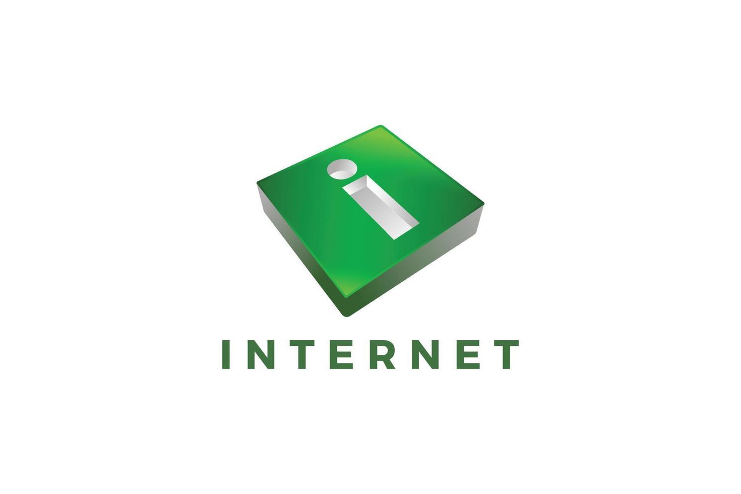 Letter i internet and software green company logo vector