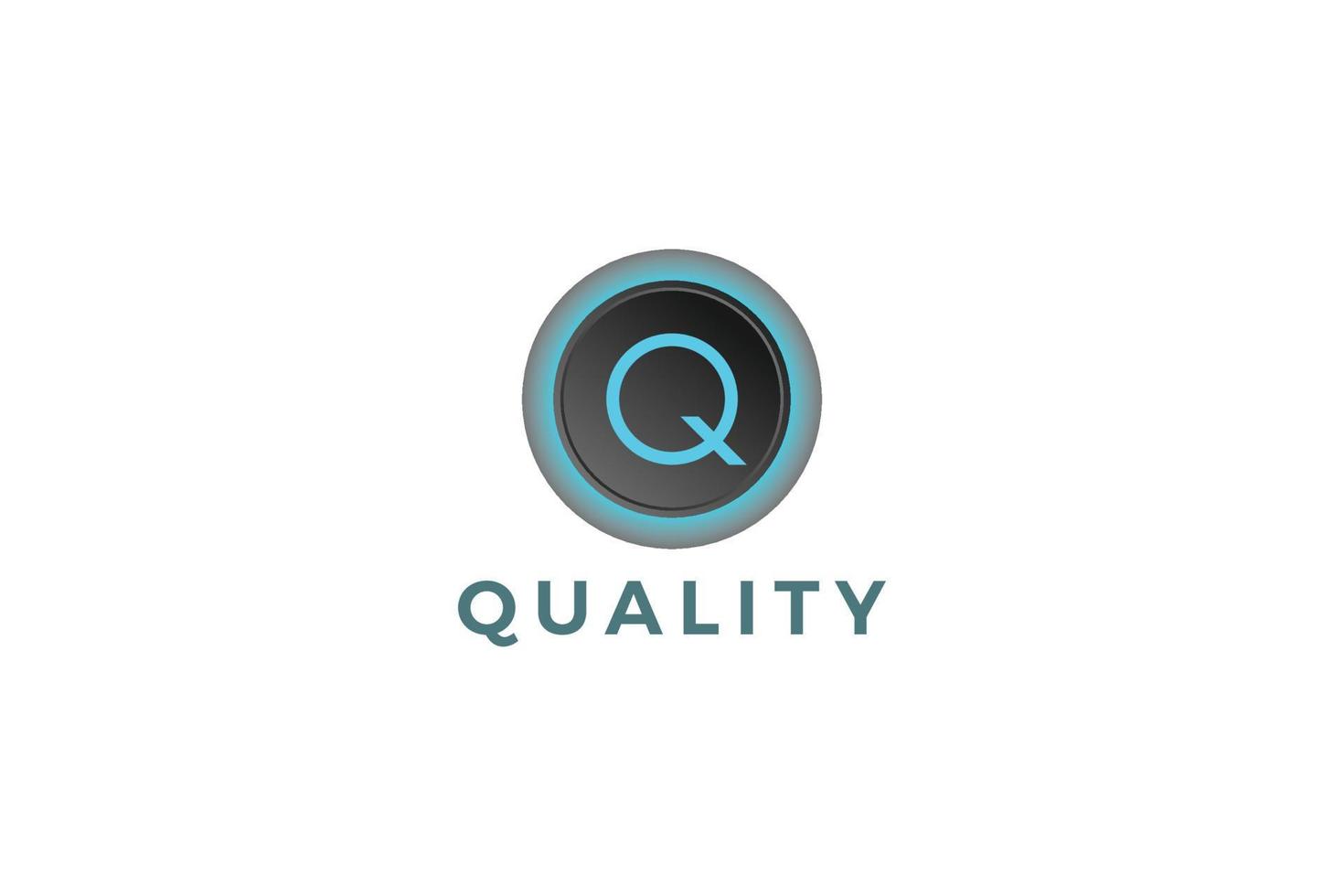 Letter Q blue color glowing business logo design vector