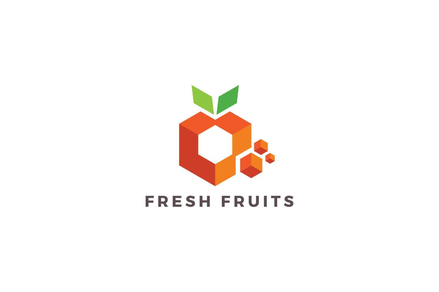 Hexagonal creative modern Fruit logo vector