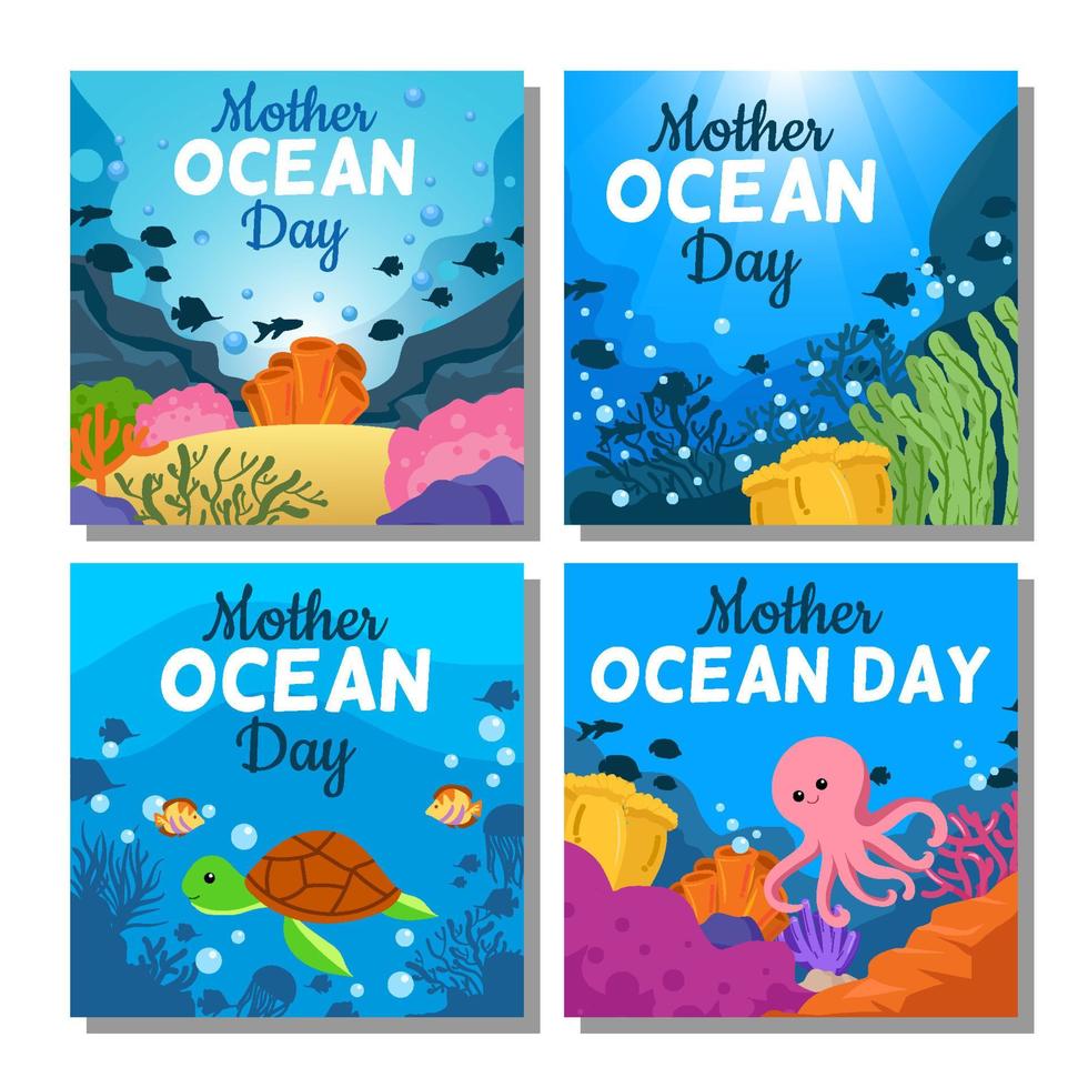 Mother Ocean Day Social Media vector
