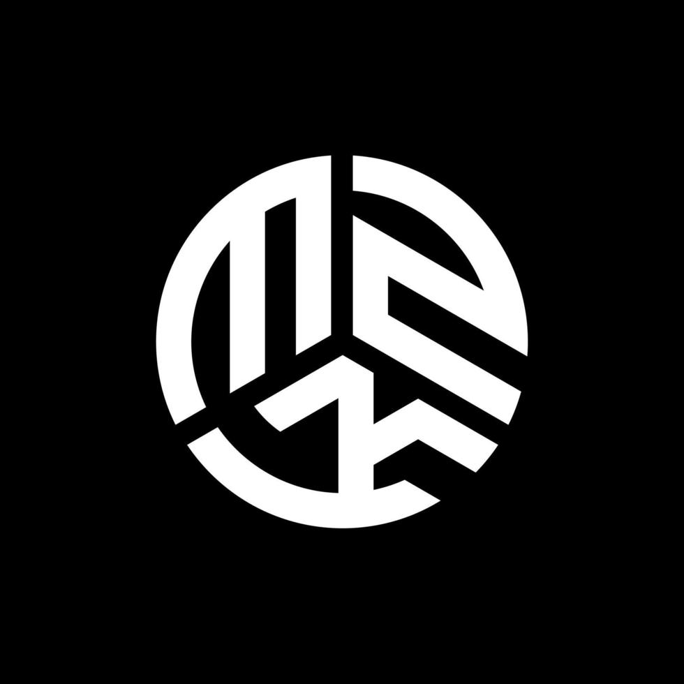 diseño de logotipo de letra mzk sobre fondo negro. concepto de logotipo de letra de iniciales creativas mzk. diseño de letras mzk. vector