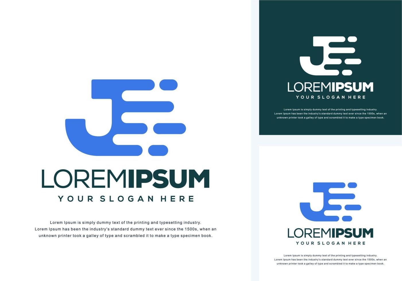abstract letter j with fast logo design vector