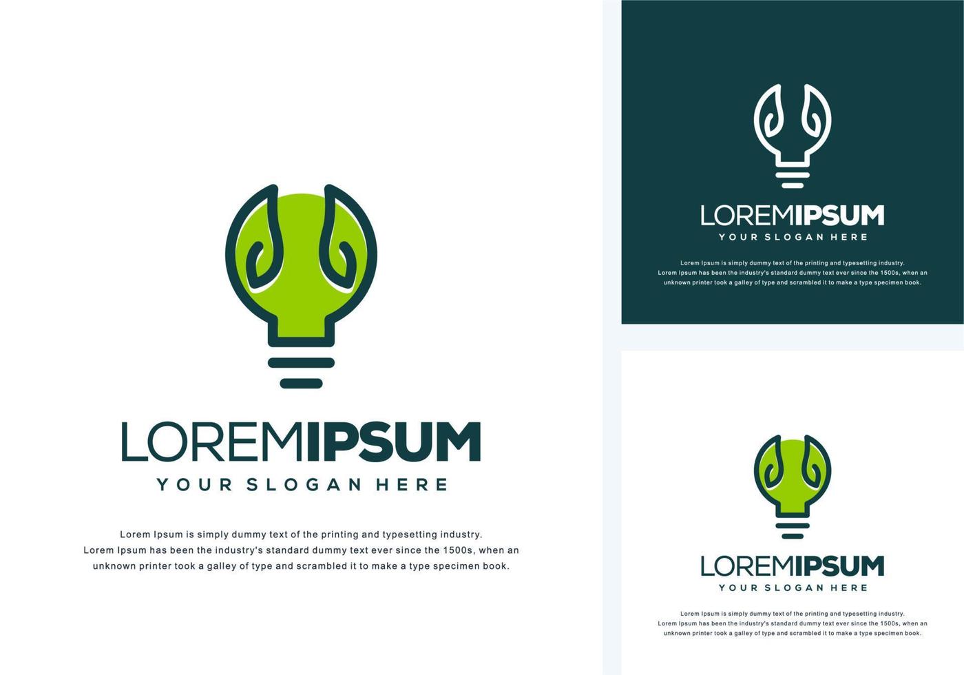 abstract bulb and leaf logo design vector