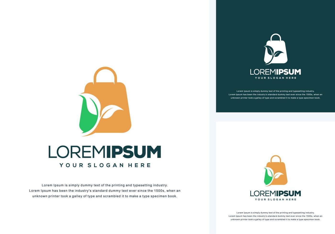 abstract bag and leaf logo design vector