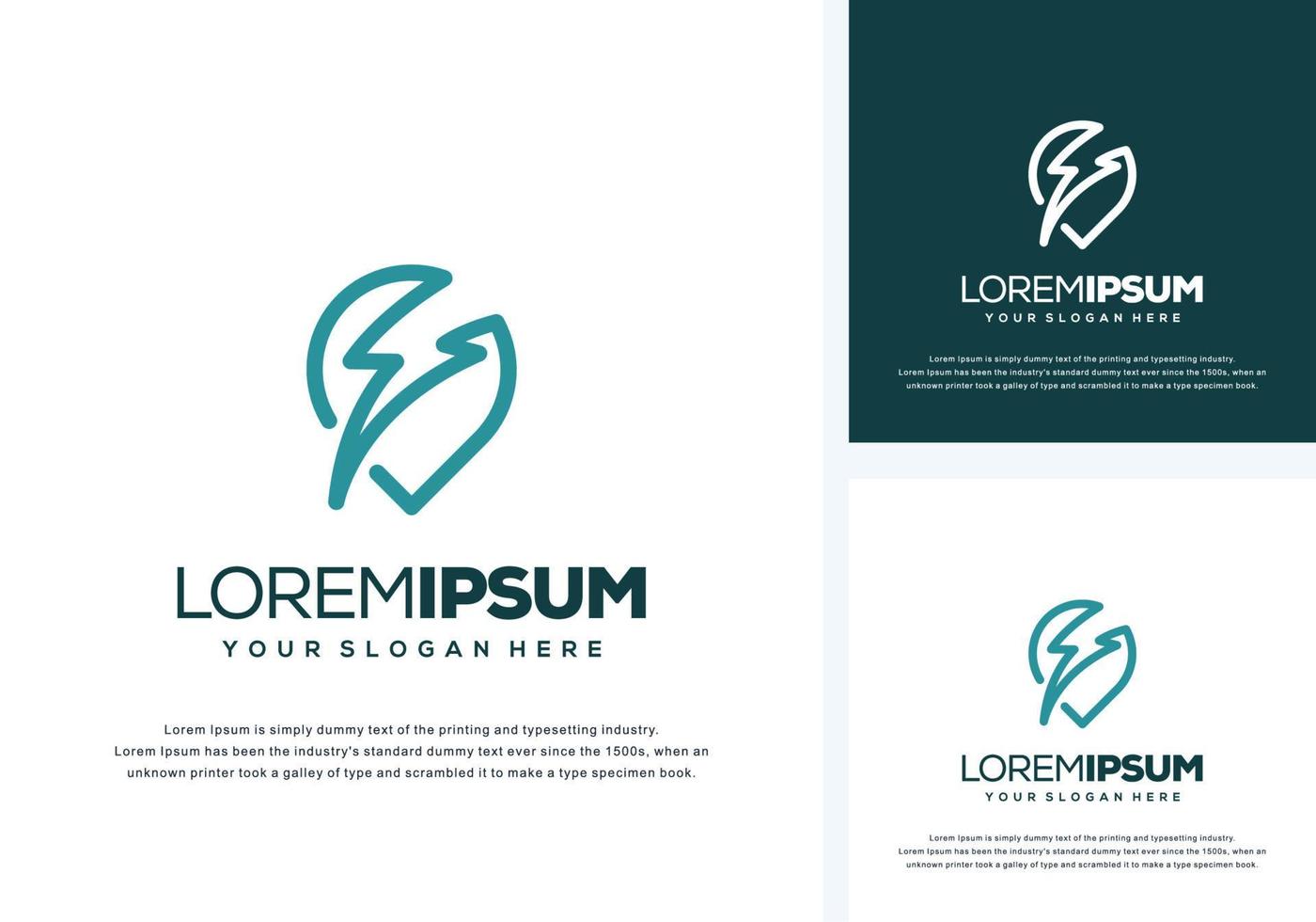 abstract pin and thunder logo design vector