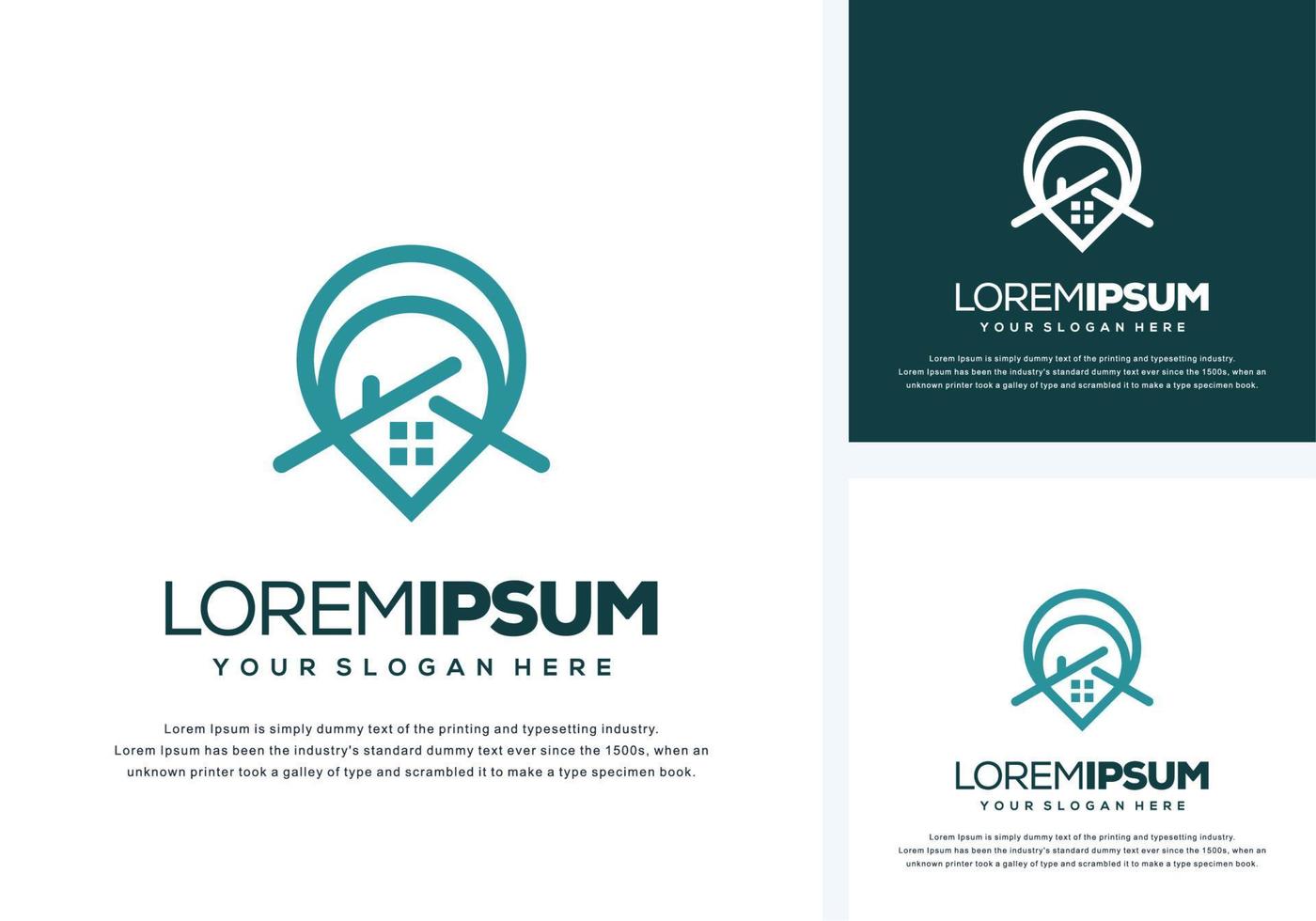 abstract pin and house logo design vector