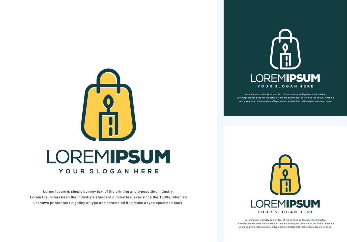 abstract shop and candle logo design vector