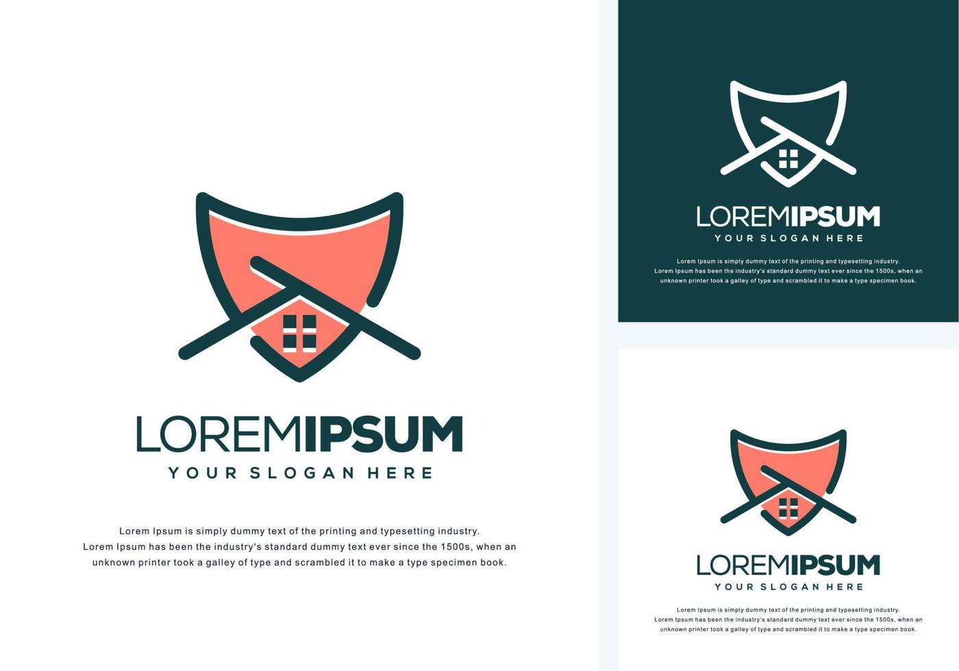 shield and house logo design vector