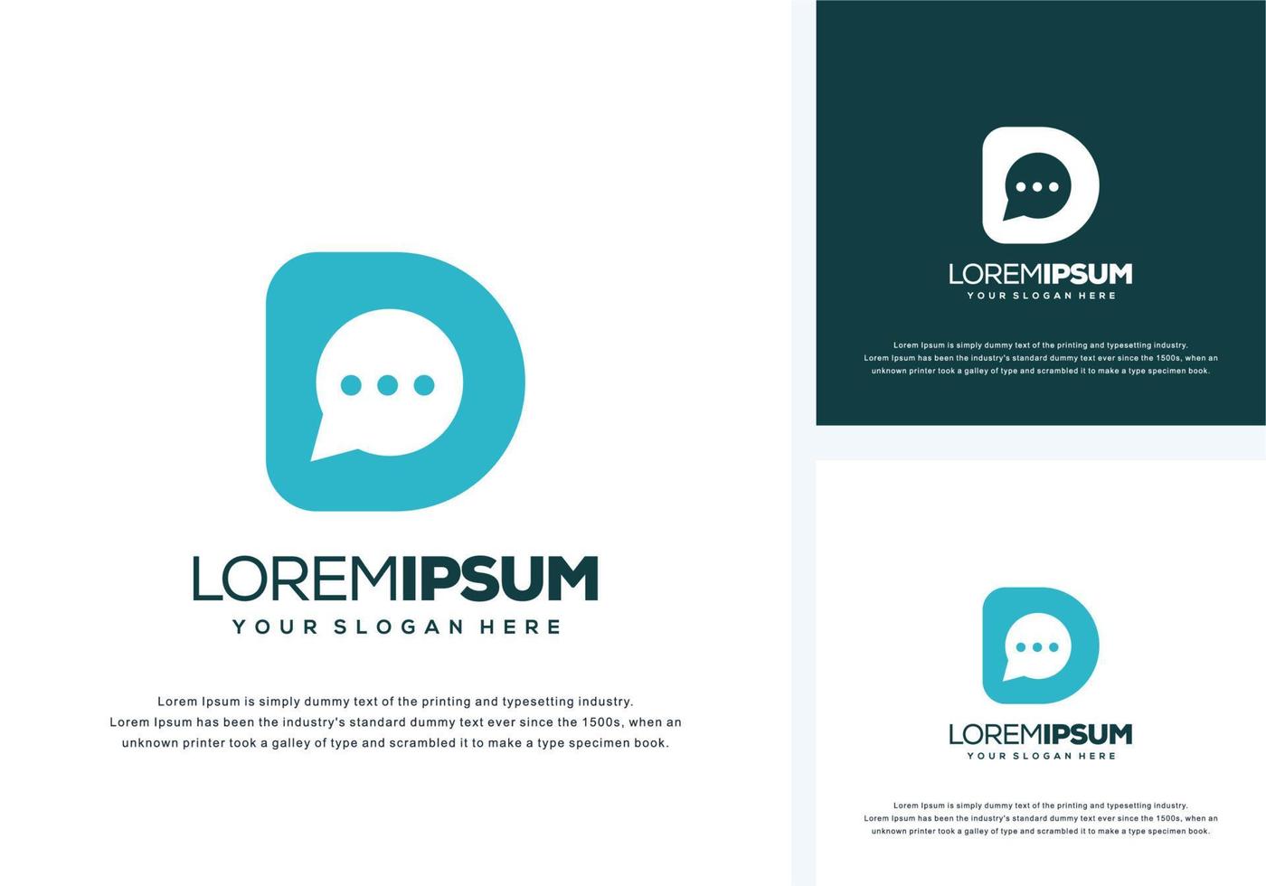 abstract letter d with chat logo design vector