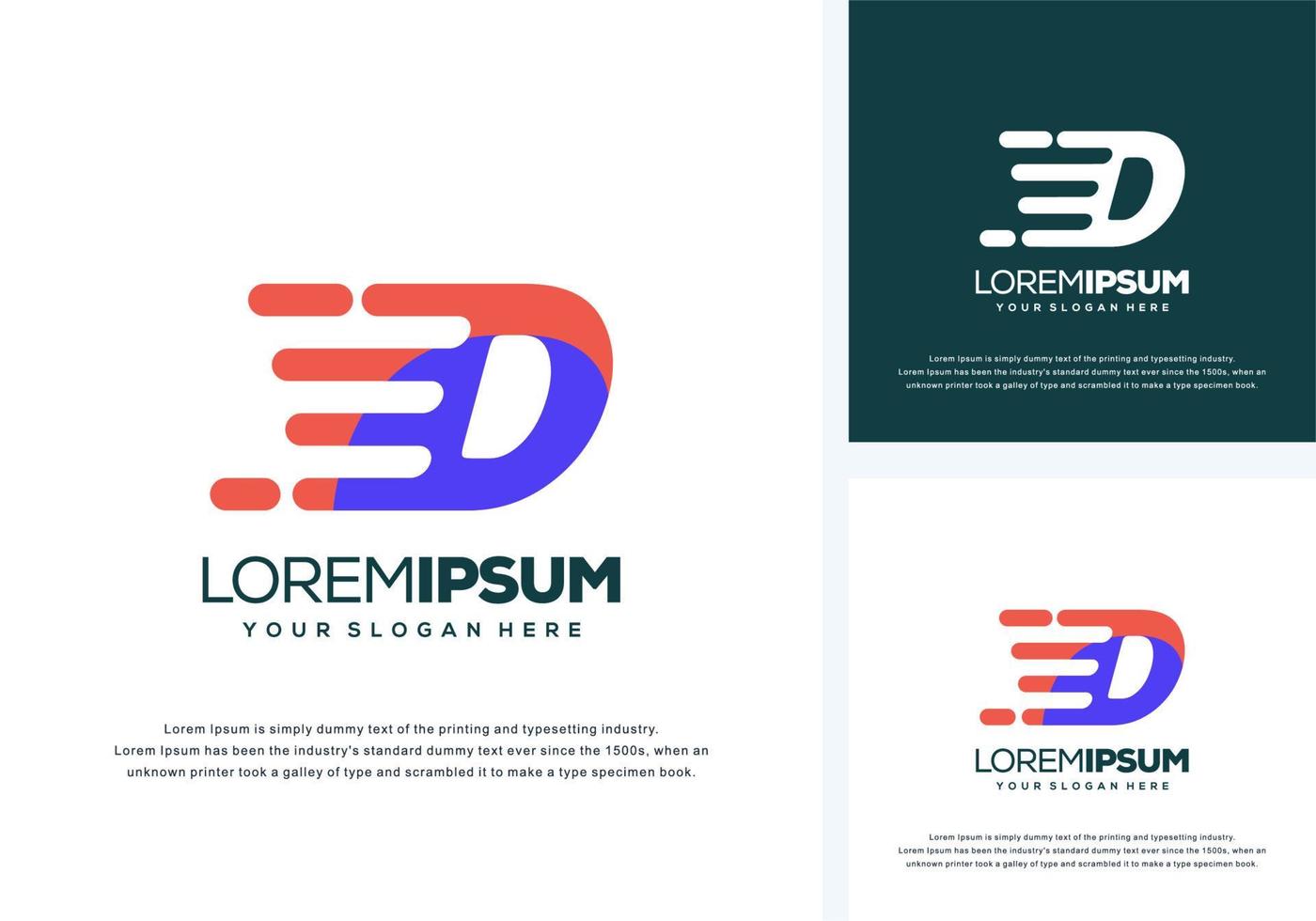 abstract letter d with fast logo design vector