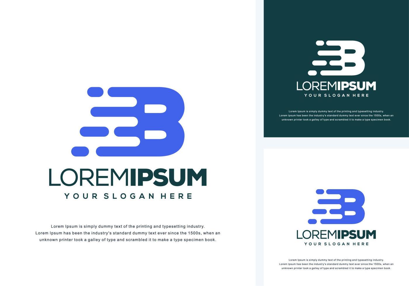 abstract letter b with fast logo design vector