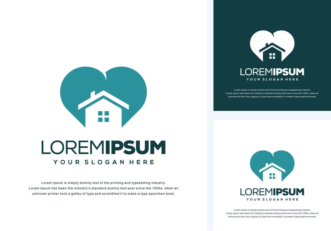 love and house logo design vector