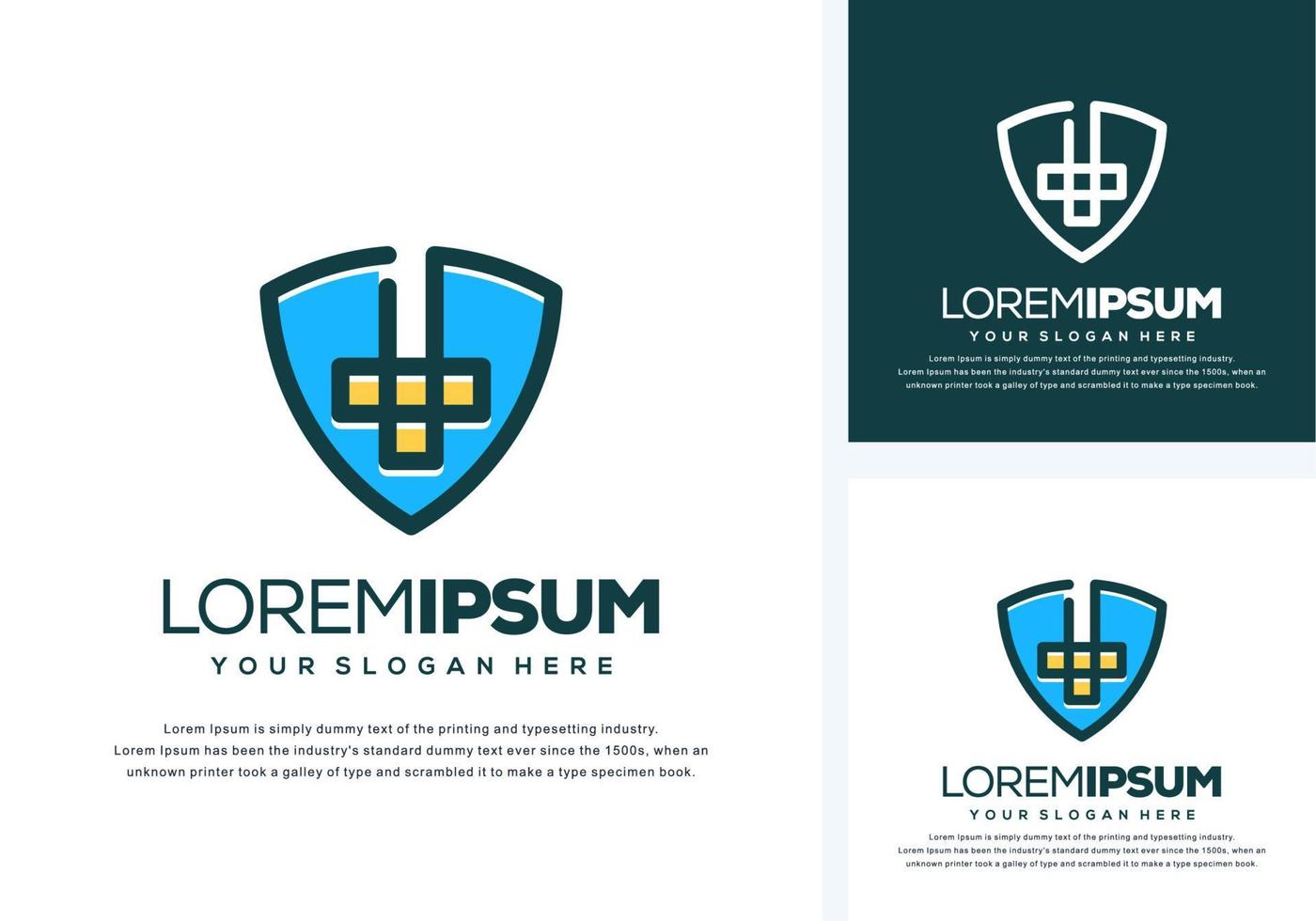 abstract shield and medical logo design vector