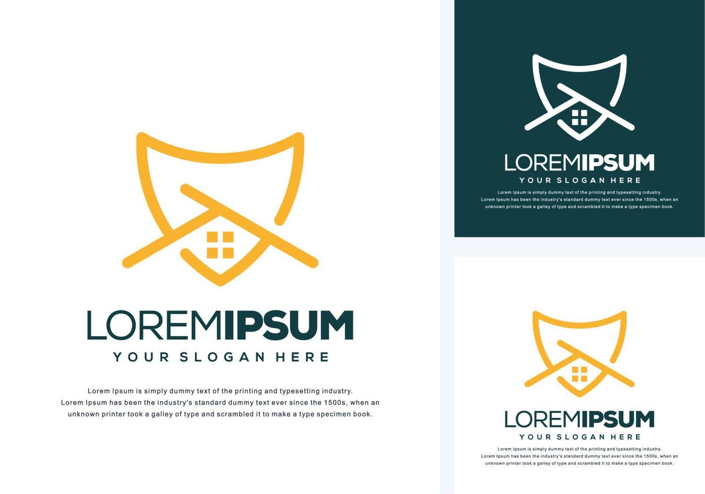 shield and house logo design vector