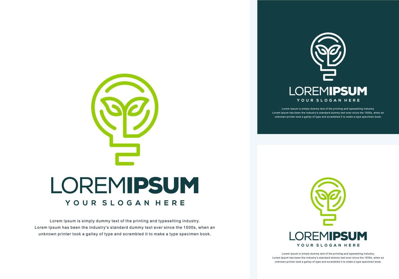 abstract bulb and leaf logo design vector