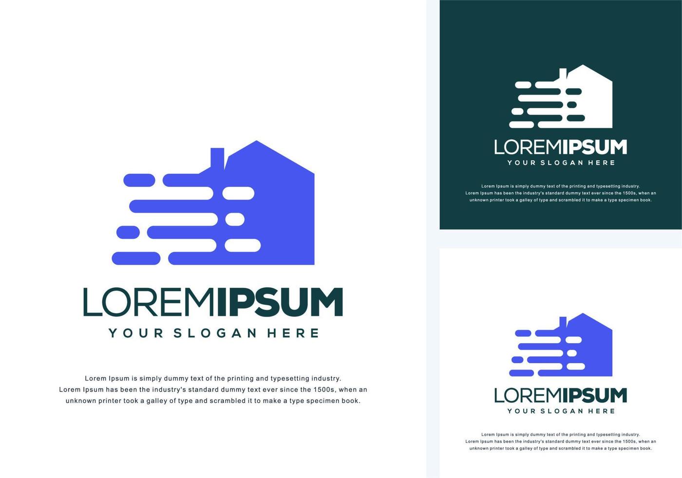 abstract house and fast logo design vector