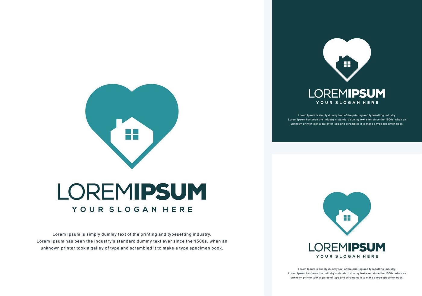 love and house logo design vector