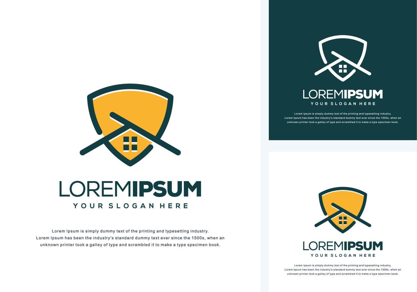 shield and house logo design vector