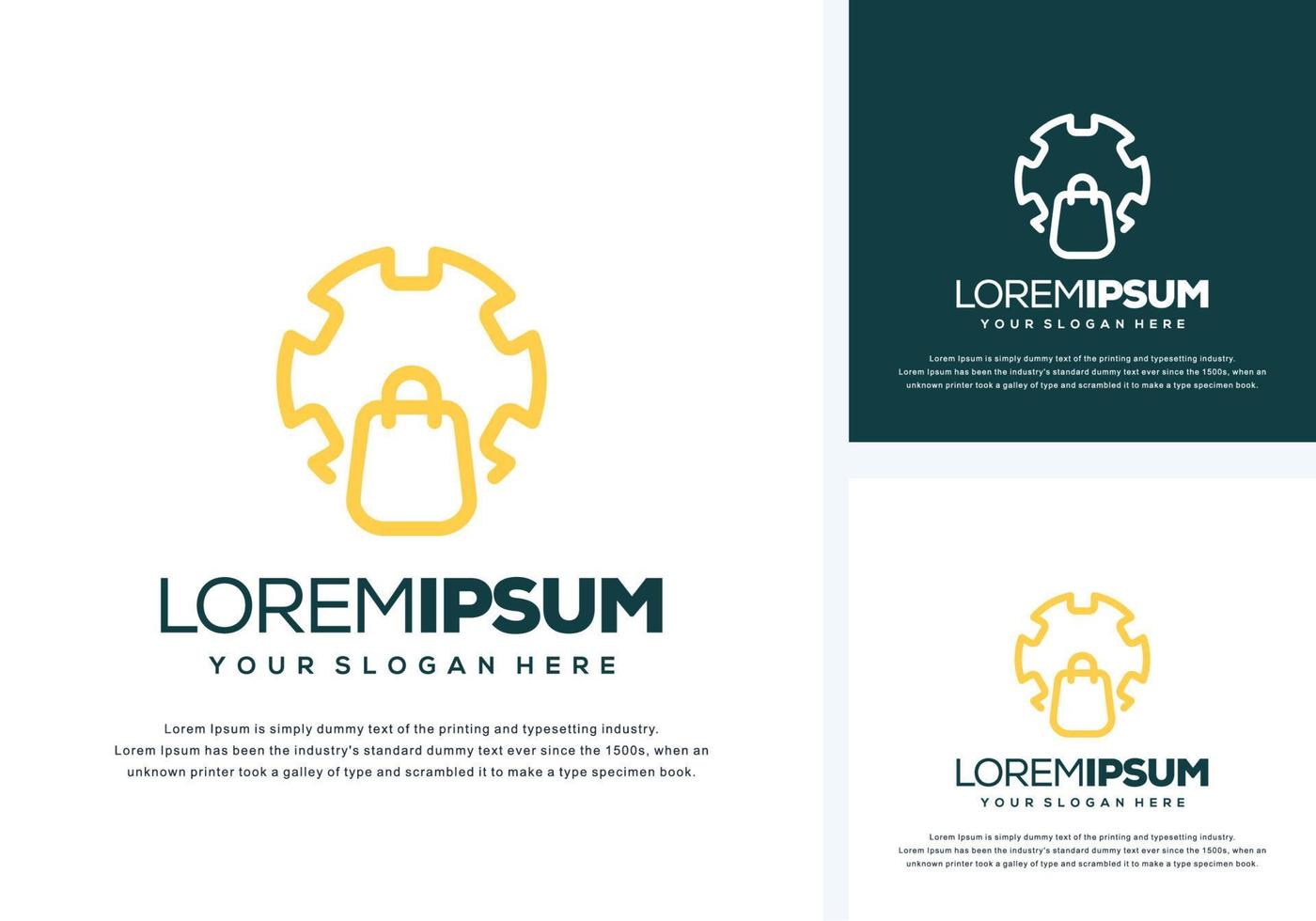 abstract bag and gear logo design vector