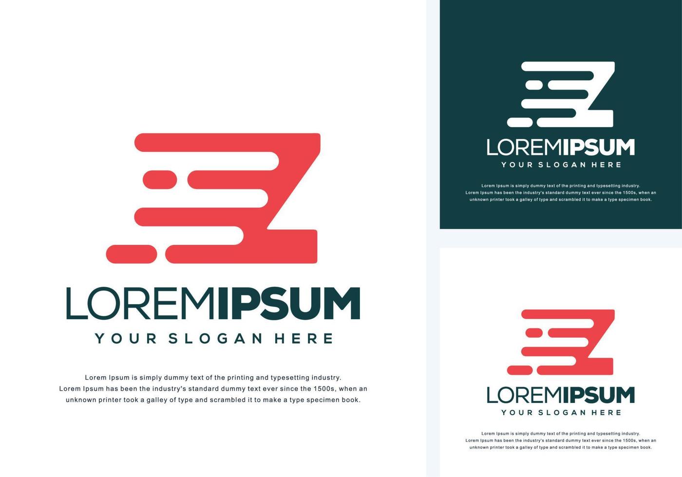 abstract letter z with fast logo design vector