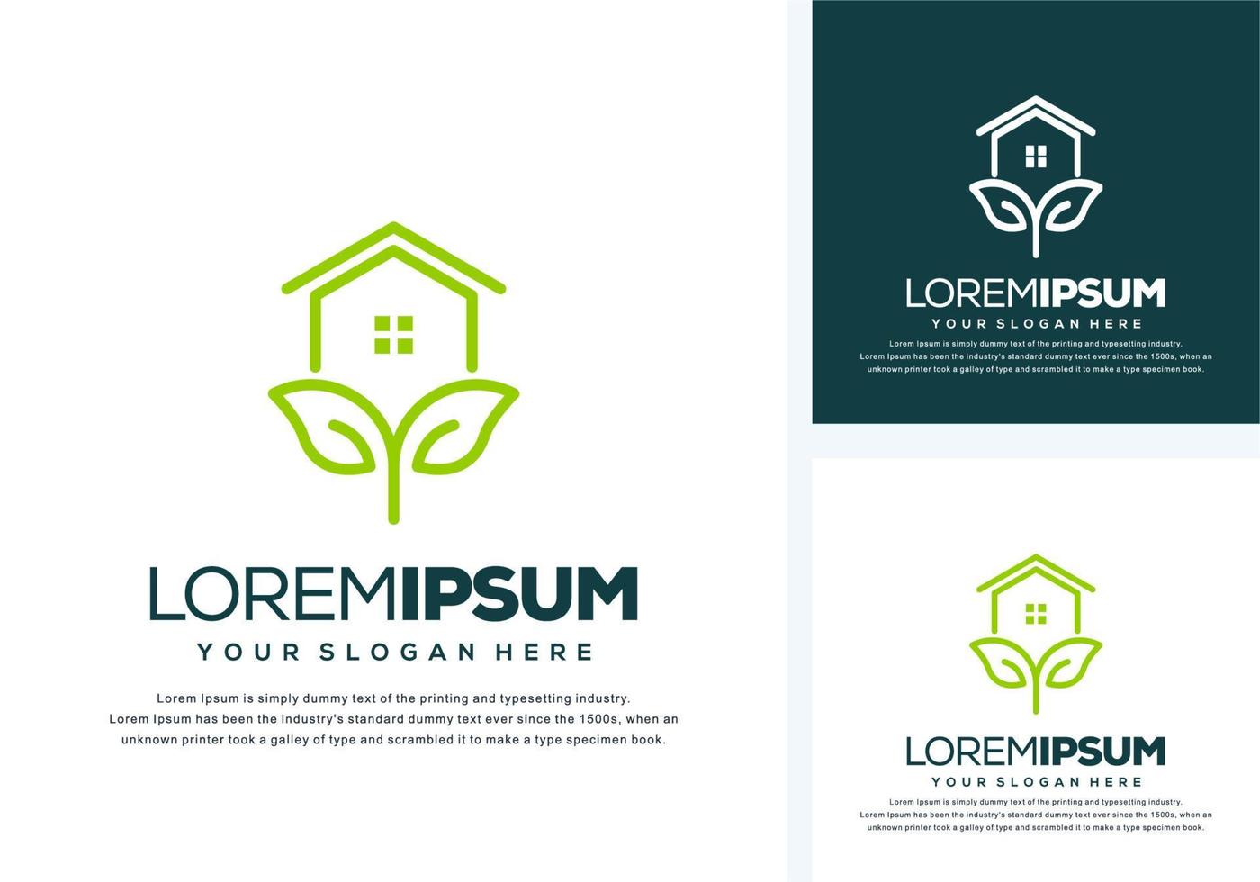 abstract house and leaf logo design vector