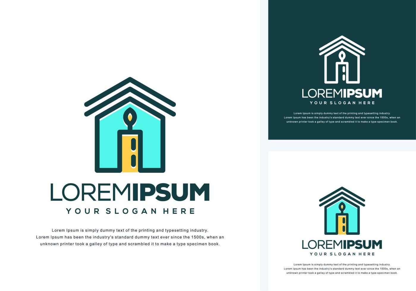 abstract house and candle logo design vector