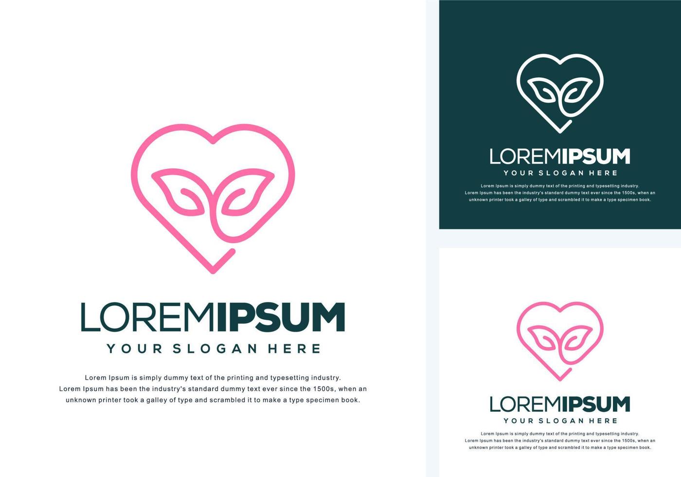 abstract love and leaf logo design vector