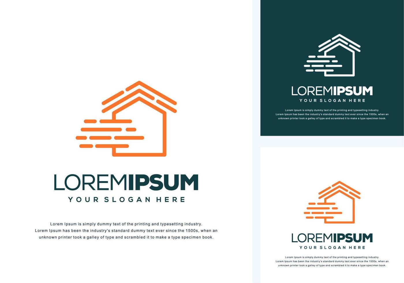 abstract house and fast logo design vector