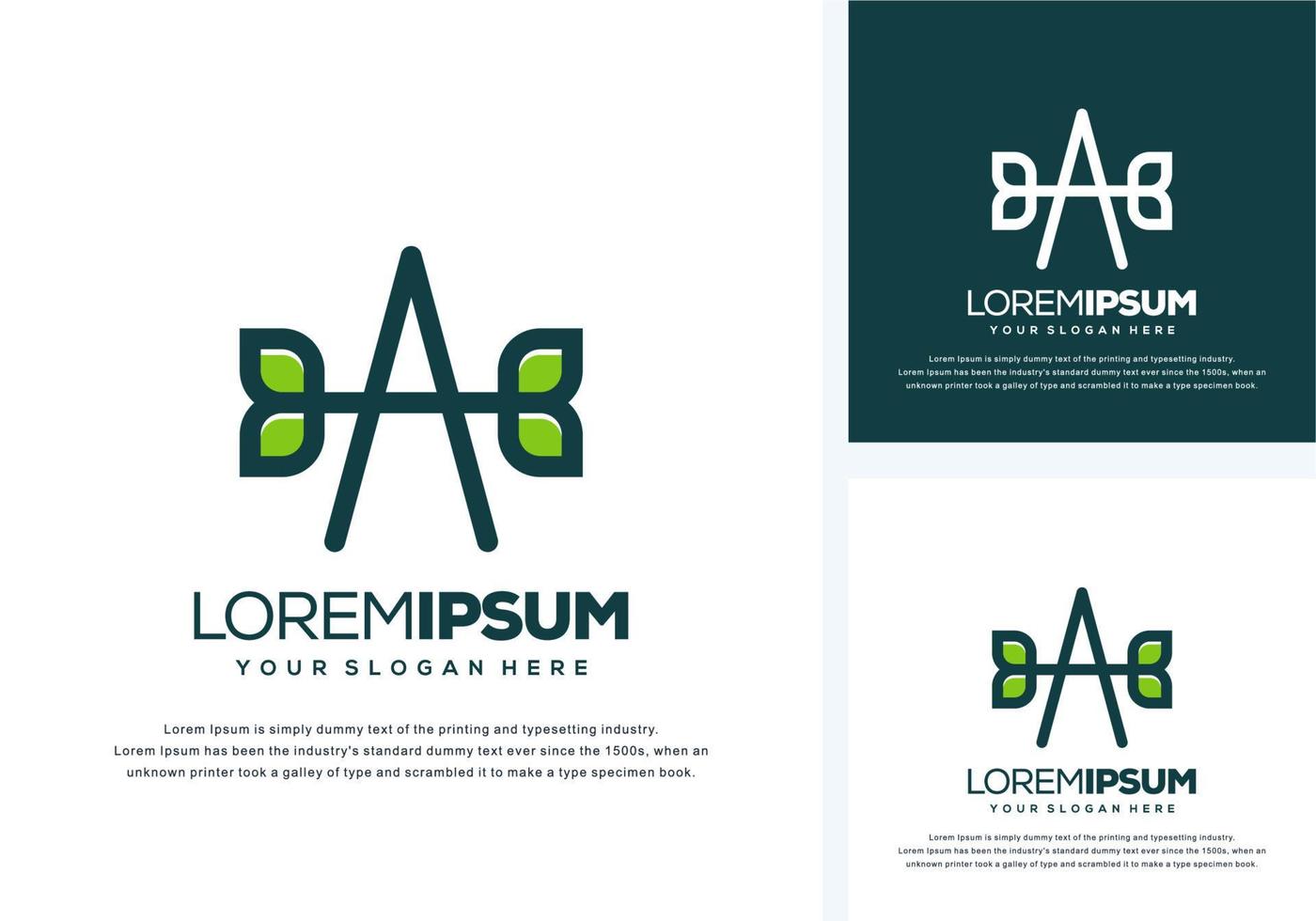abstract line art letter a with leaf logo design vector