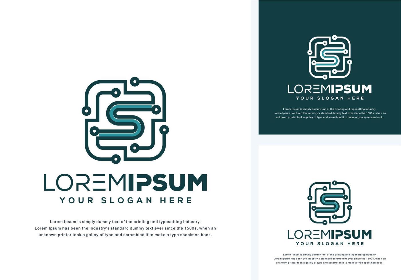 abstract letter s with tech logo design vector