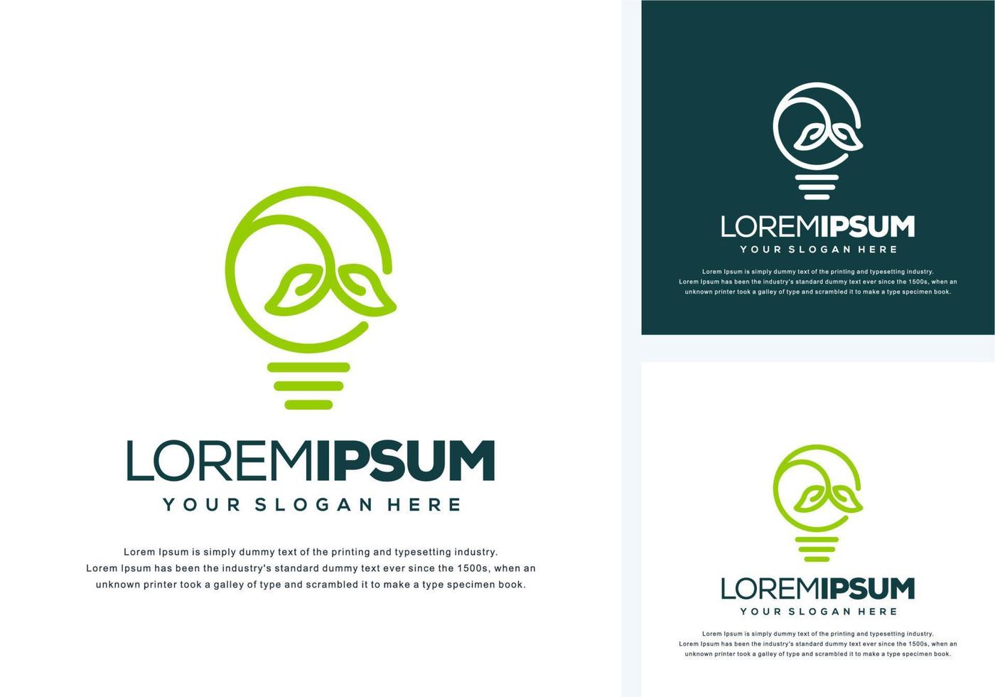 abstract bulb and leaf logo design vector