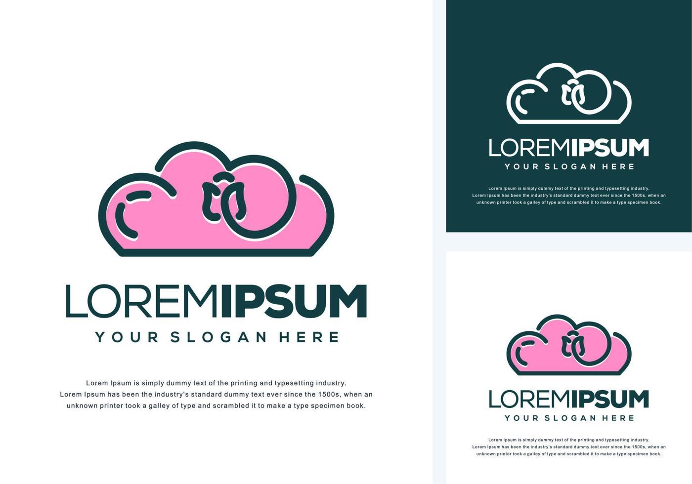 cloud and flower logo design vector