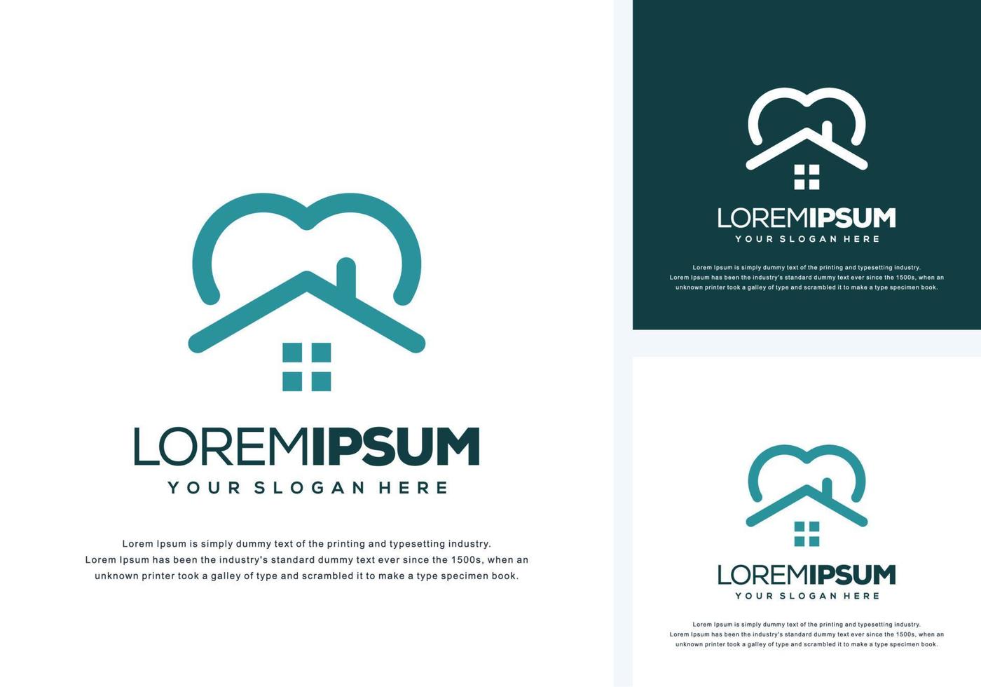 love and house logo design vector