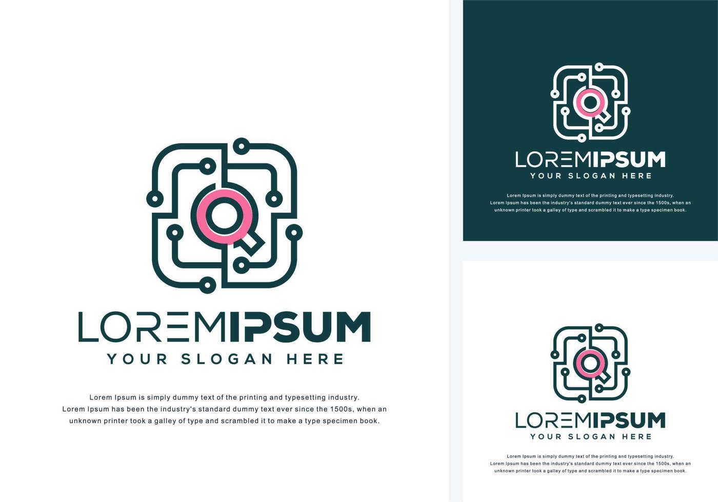 abstract letter q with tech logo design vector
