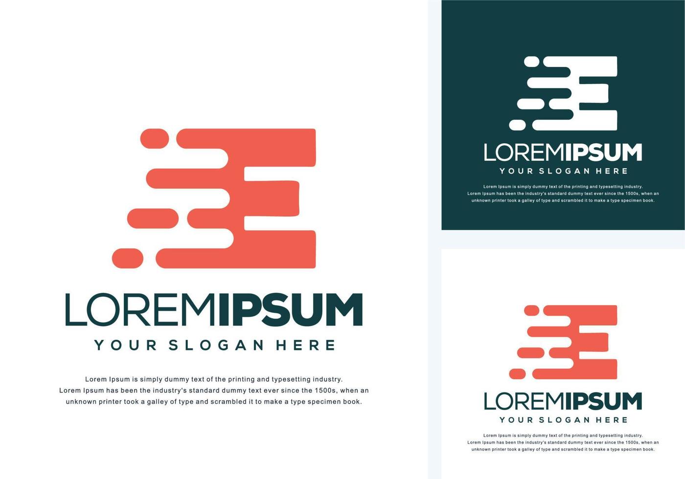 abstract letter e with fast logo design vector