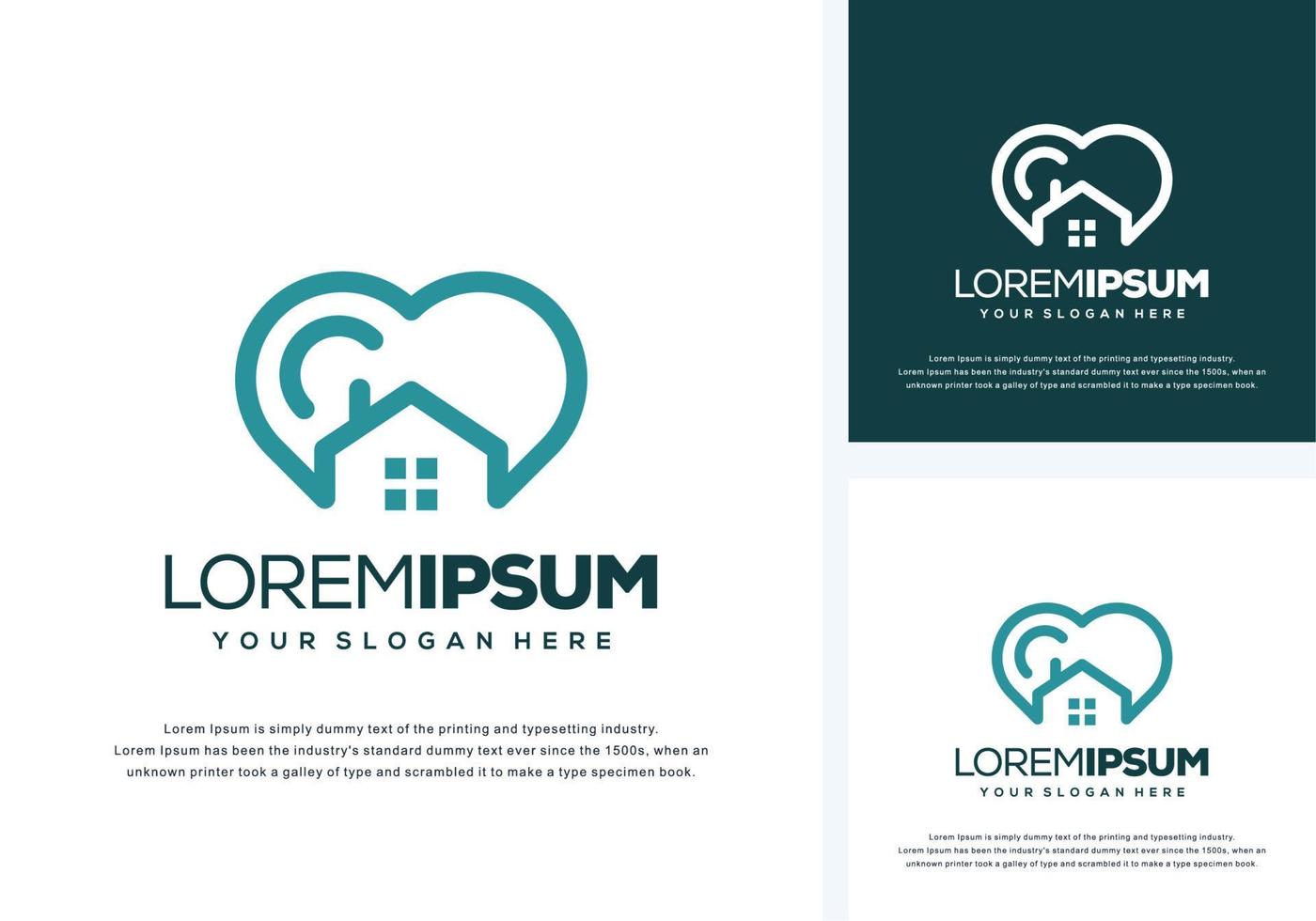 love and house logo design vector