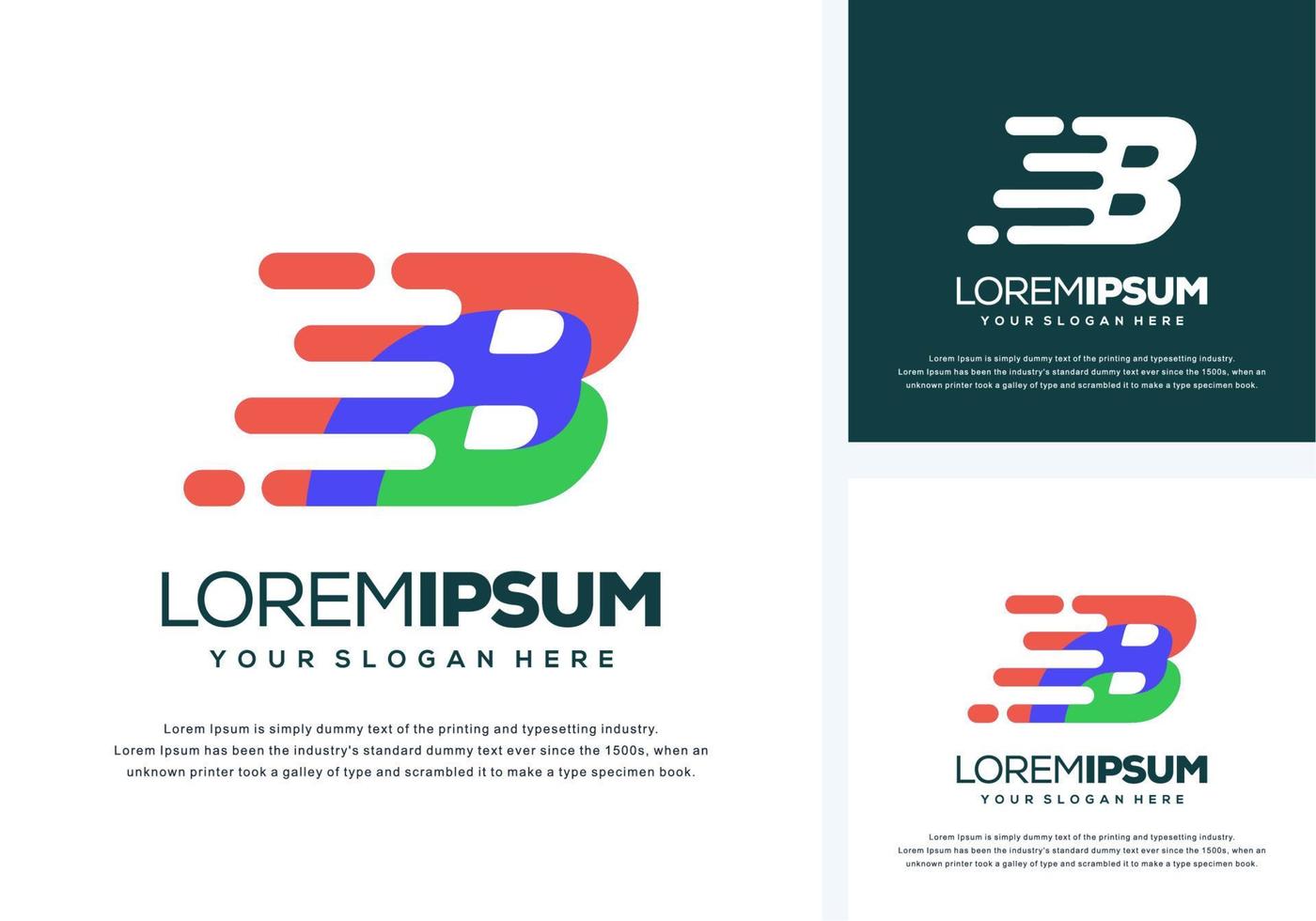 abstract letter b with fast logo design vector