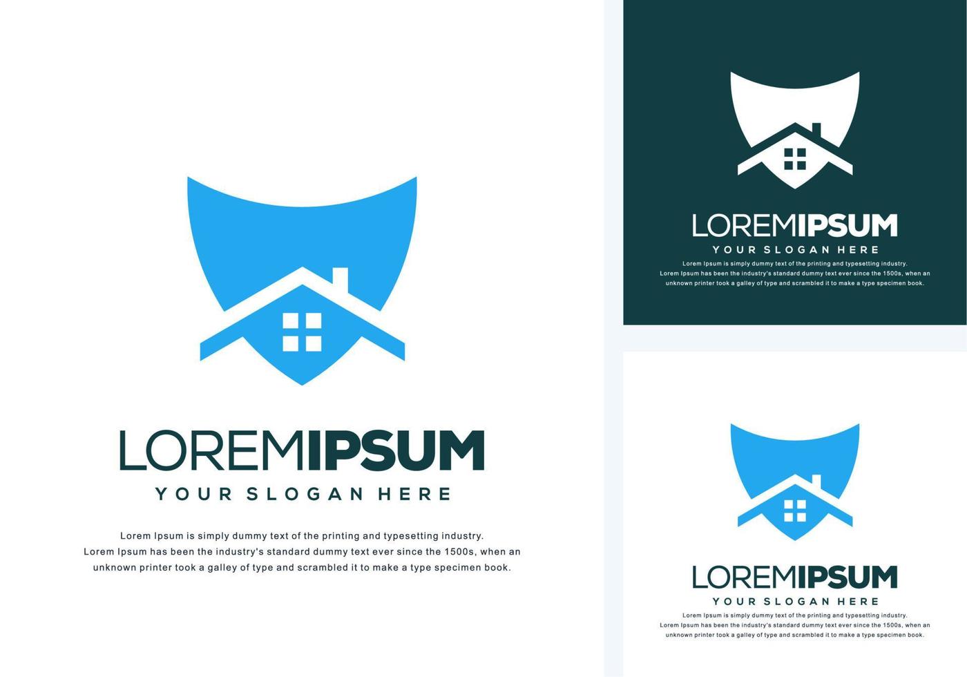 shield and house logo design vector