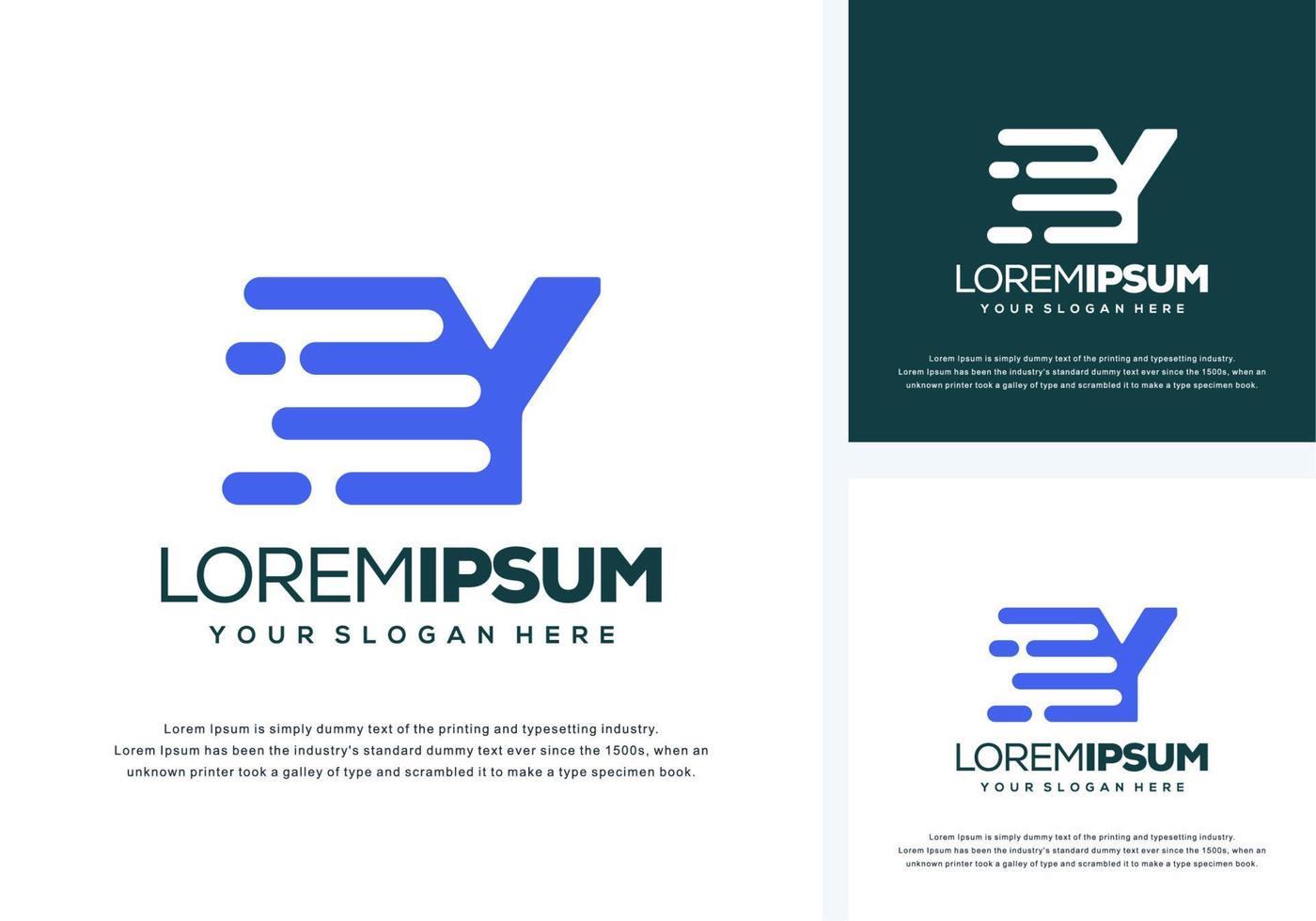 abstract letter y with fast logo design vector