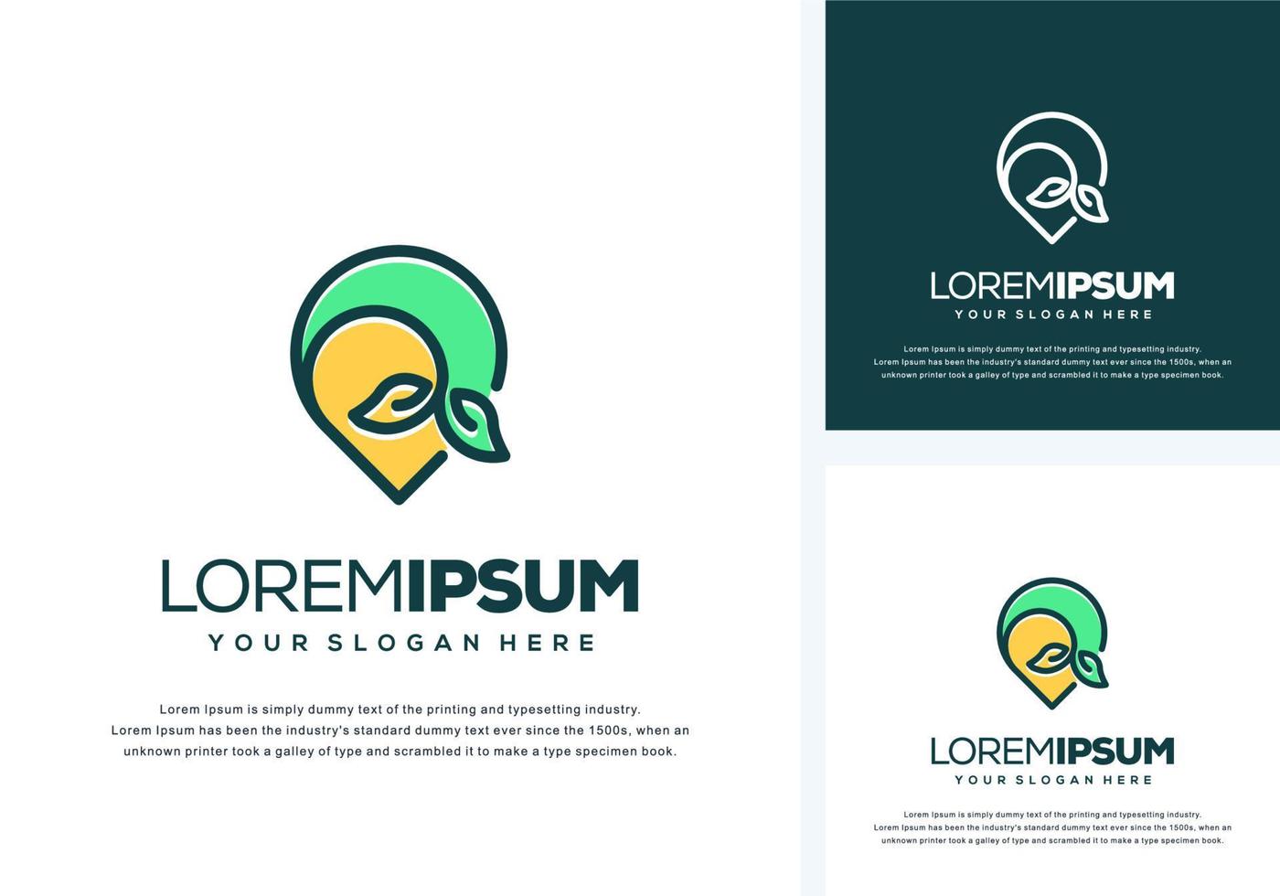 abstract pin and leaf logo design vector