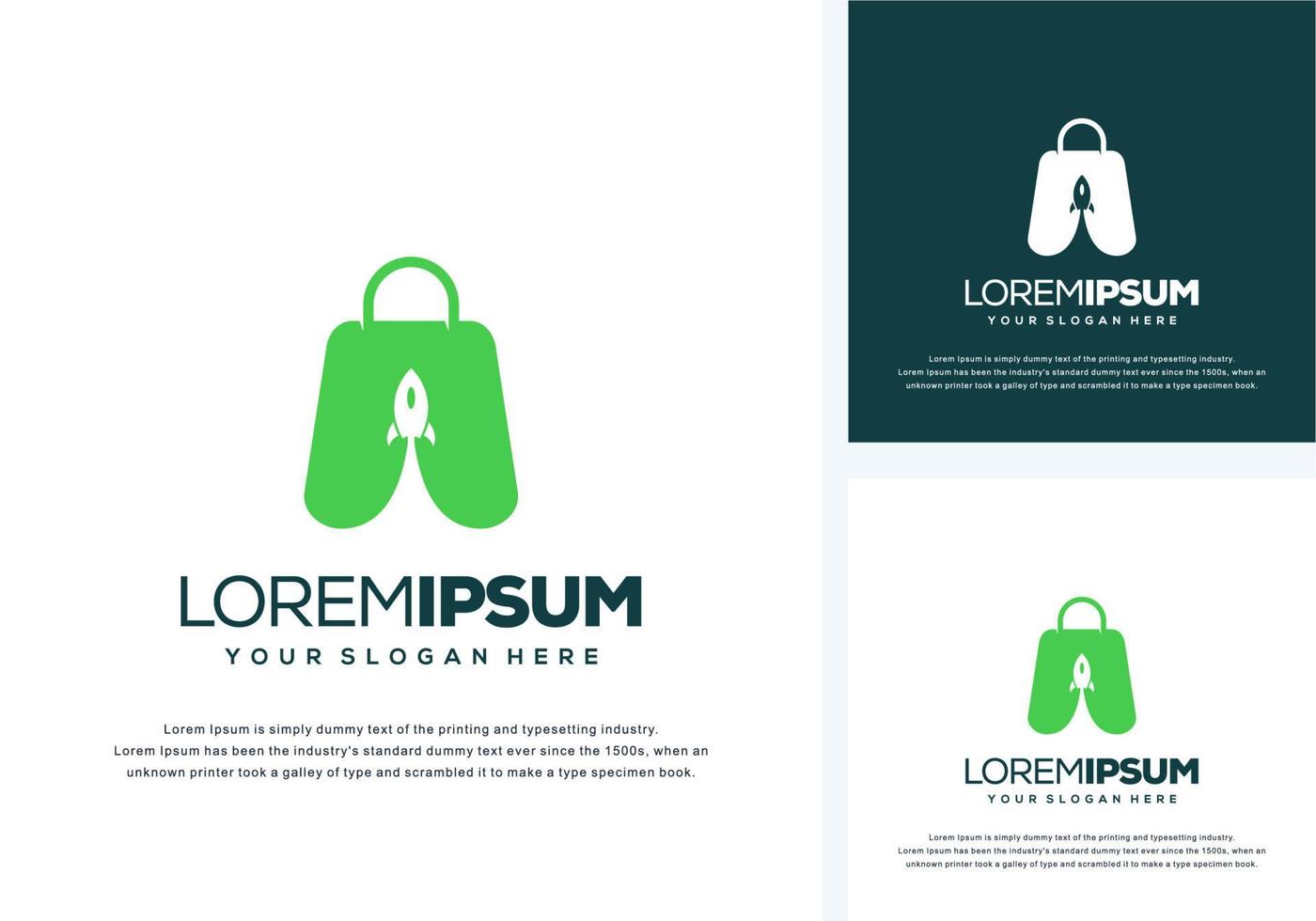 diseño de logotipo abstracto de bolsa y cohete vector