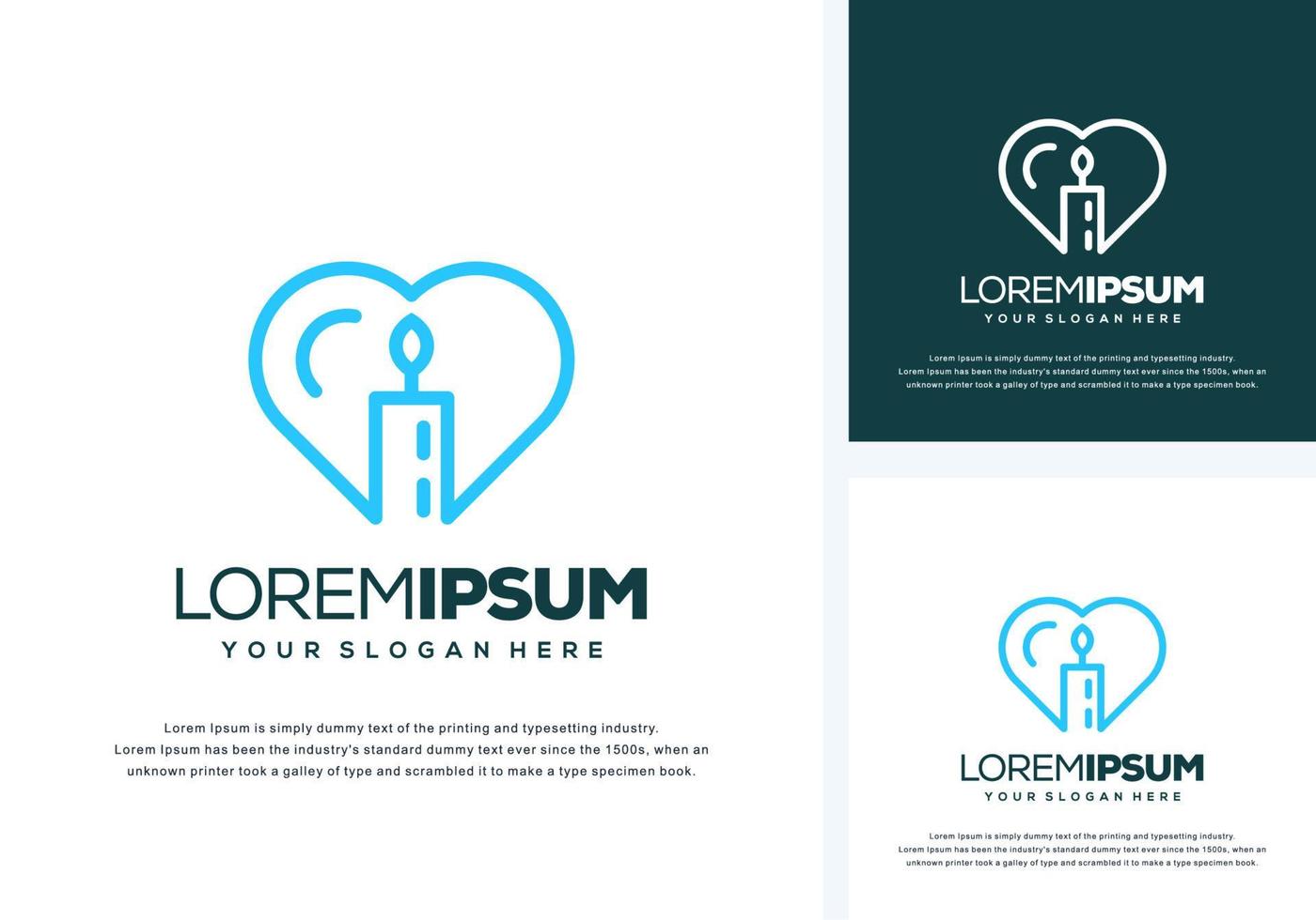 abstract love and candle logo design vector