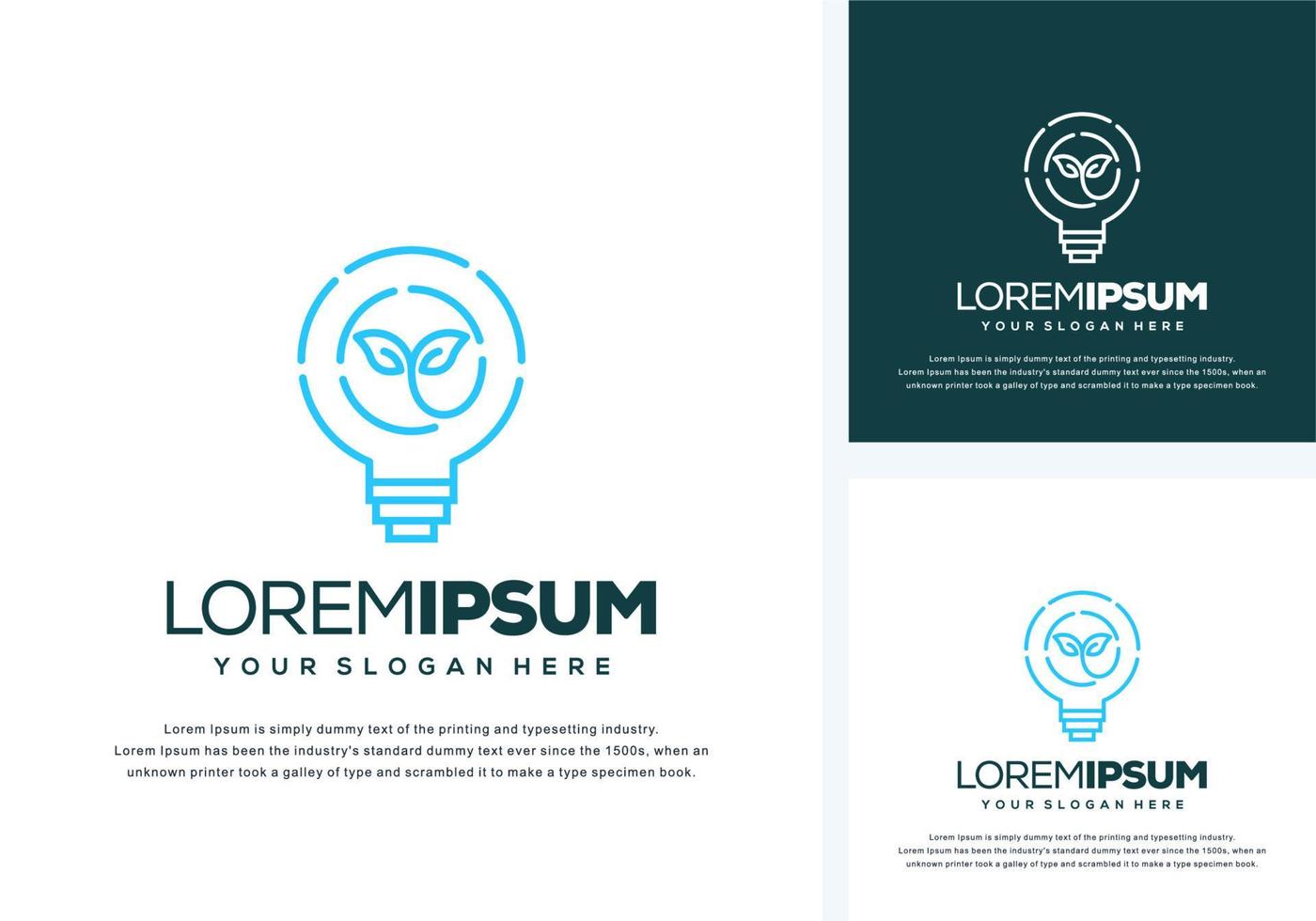 abstract bulb and leaf logo design vector