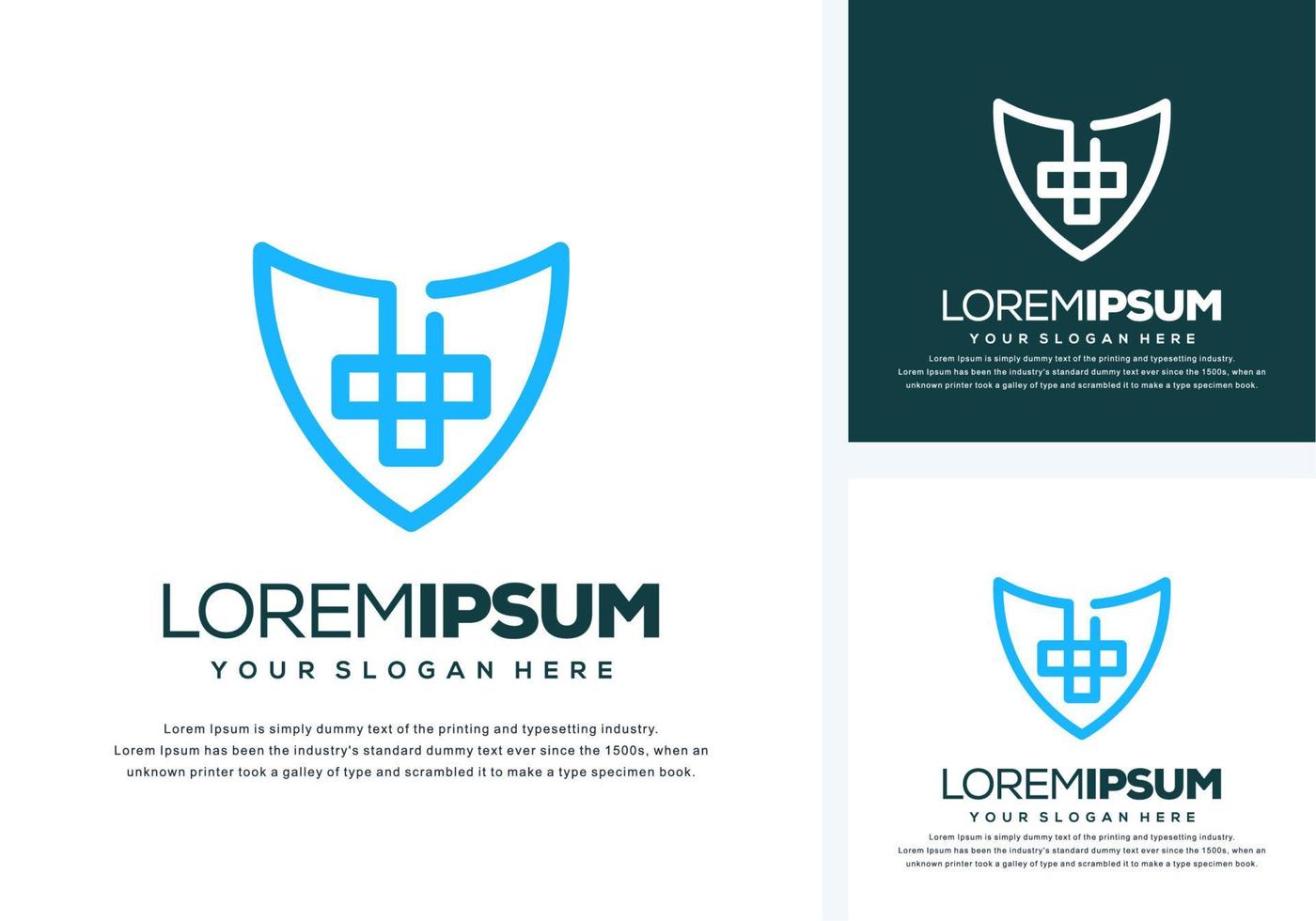 abstract shield and medical logo design vector