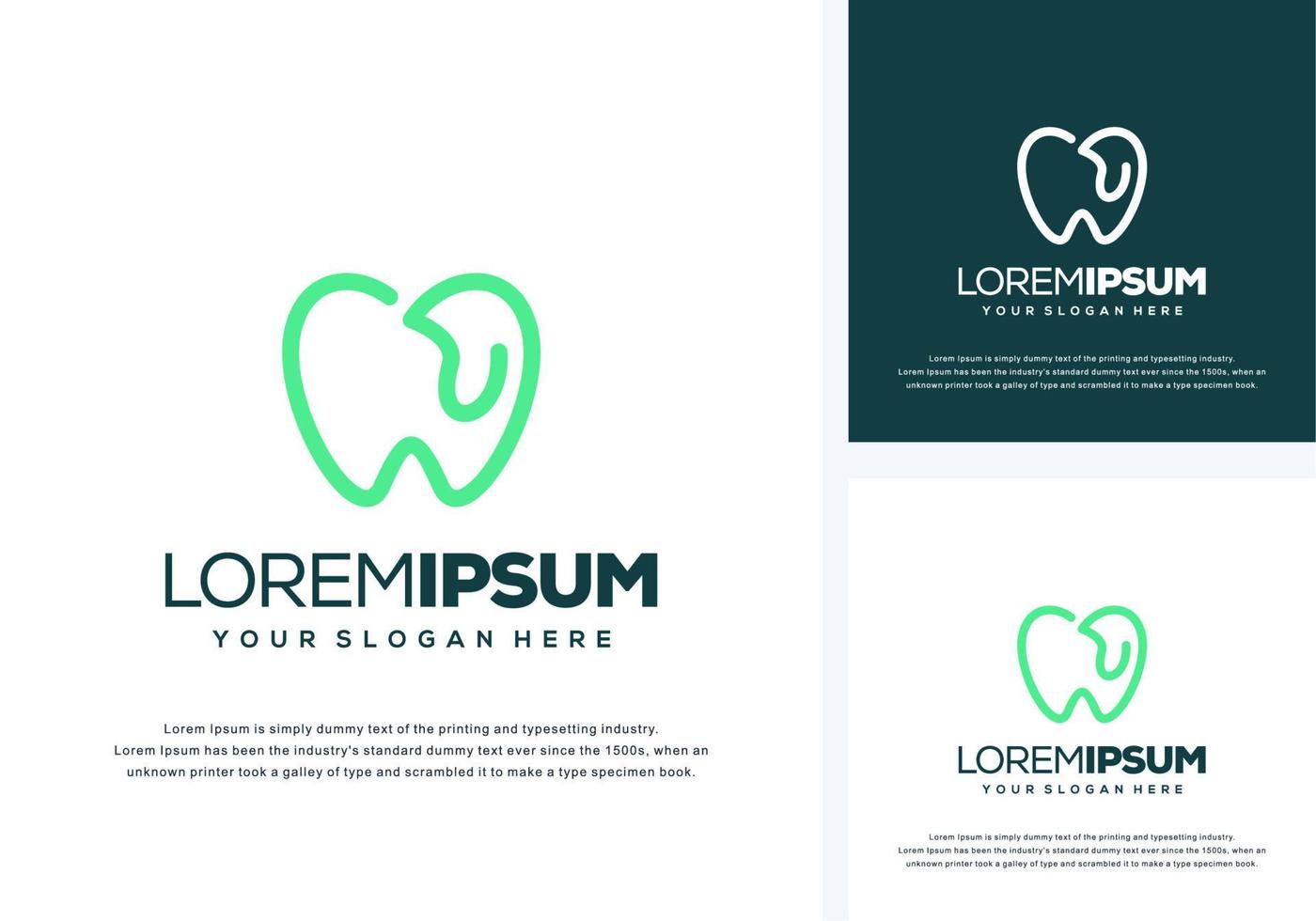 abstract dental and leaf logo design vector