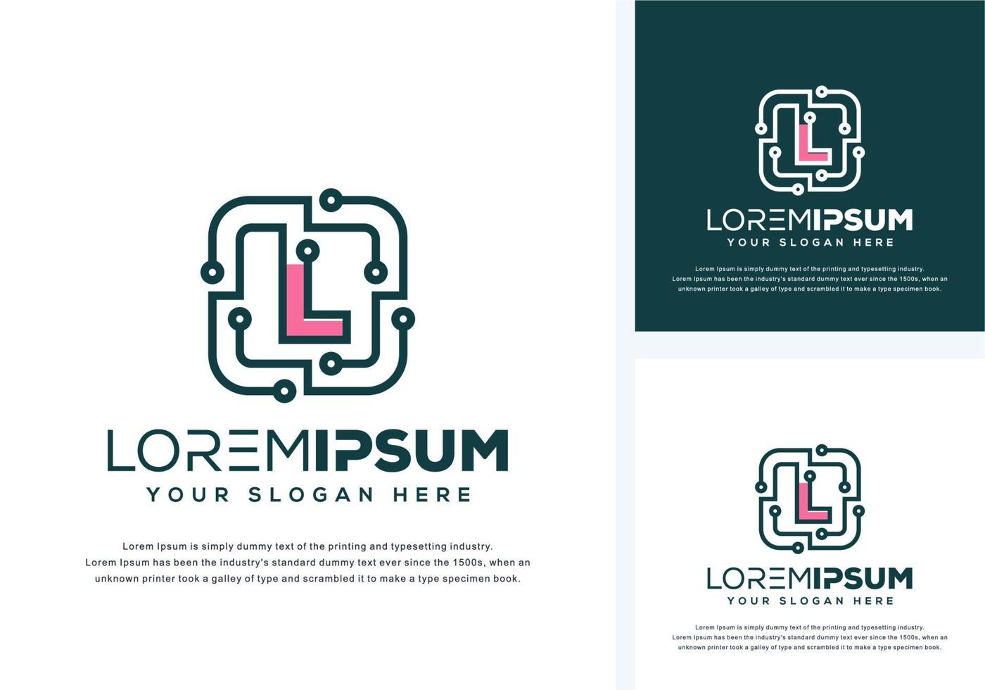 abstract letter l with tech logo design vector