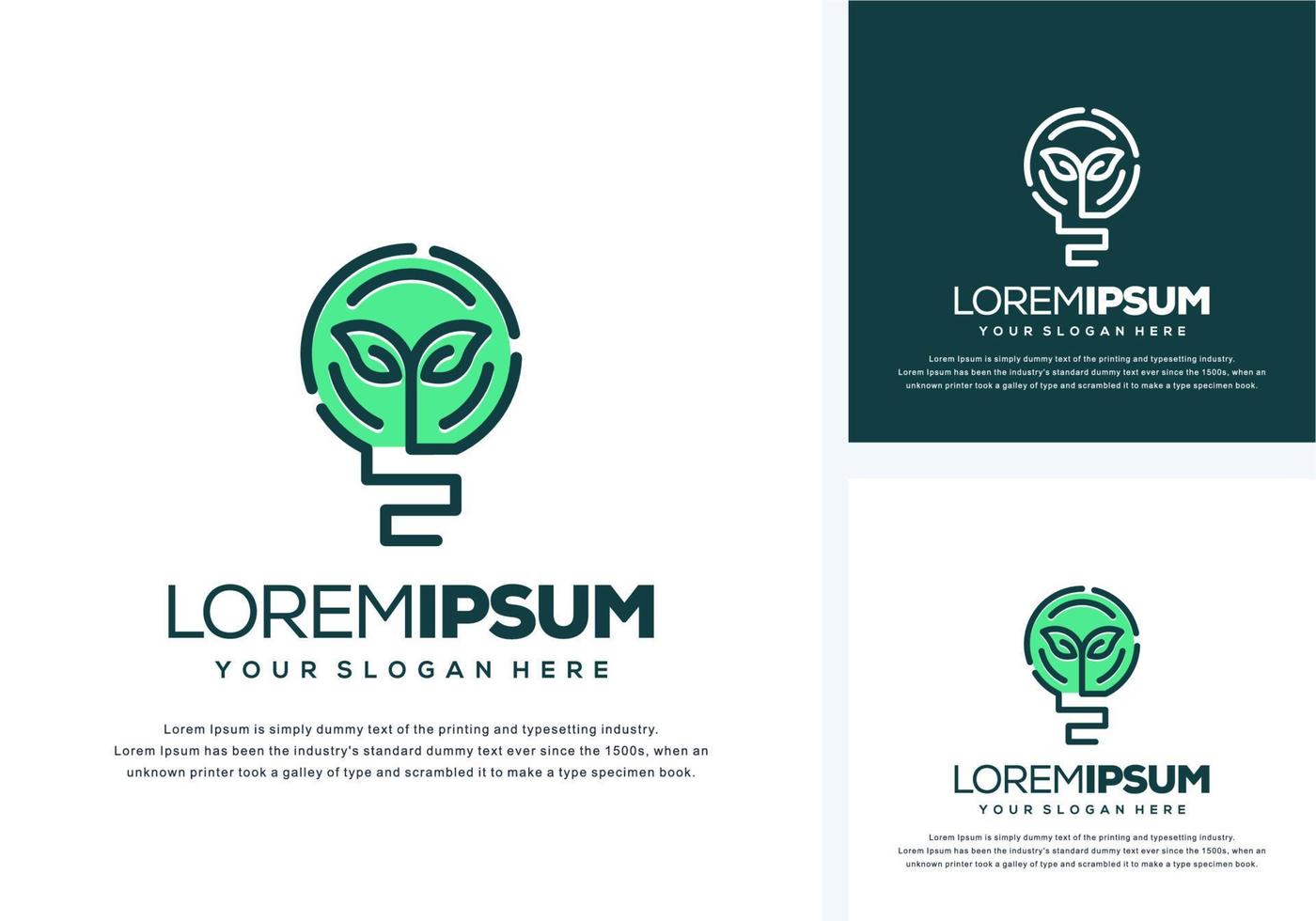 abstract bulb and leaf logo design vector